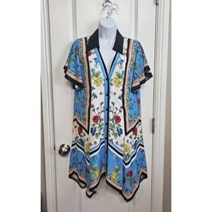 Alice + Olivia Scarf Print Handkerchief Hem Flutter Sleeve Dress‎ M